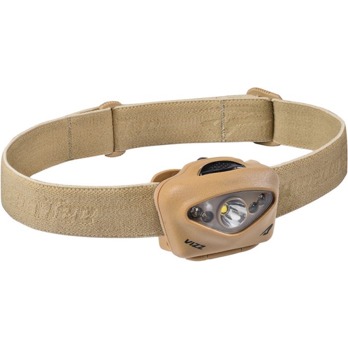 Princeton Tec Vizz tan headlamp with adjustable head strap